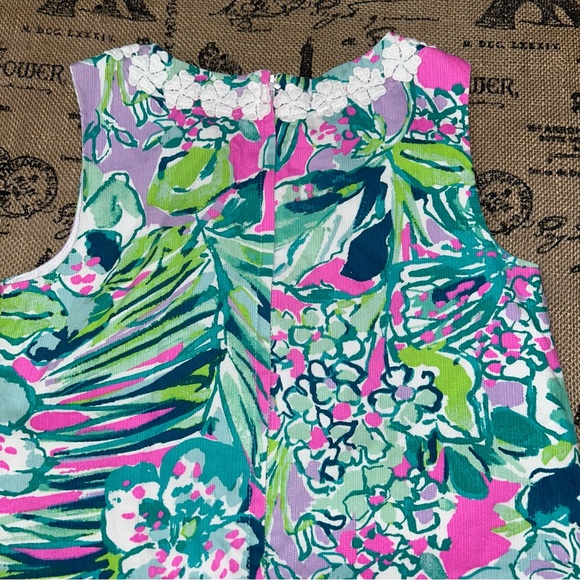 Lilly Pulitzer Little Girl’S Green/Multi Palm Beach Shift Dress Size 7 - Picture 12 of 15